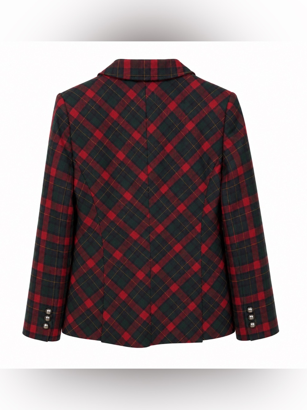Roberto Quaglia Women’s Wool Cashmere Blazer EU 36 Red Black Plaid Tartan Italy - Picture 2 of 5